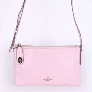 Coach Crosby Smythe East-West Pink Leather Double Zip Crossbody Bag